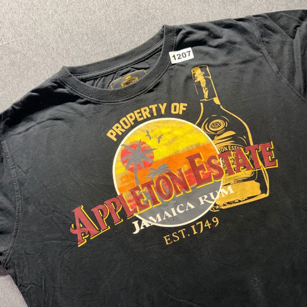 Appleton Estate Jamaica Rum Graphic T-Shirt Black Organic Cotton Mens XL 1207